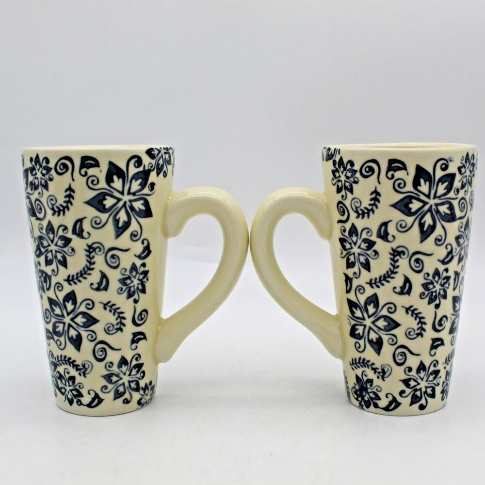 Teapot & 4 Tall Cups Blue Floral Tea Set with Loose Tea Filter Vintage Boxed - Picture 16 of 16